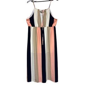 Perfectly Priscilla Caramela Sleeveless Stripe Multicolor Dress Women's Size 3X